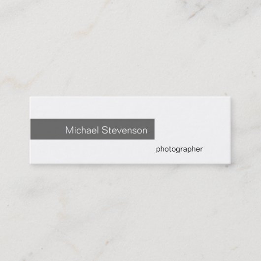 Skinny Slim Gray White Black Business Card Mini Visitenkarte (Vorderseite)