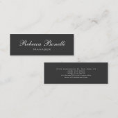 Skinny Stylish Gray Script Manager Business Card Mini Visitenkarte (Vorne/Hinten)