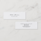 Skinny Stylish Simple Schlicht White Minimalistisc Mini Visitenkarte (Vorne/Hinten)