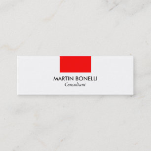 Skinny Stylish White Red Standard Business Card Mini Visitenkarte
