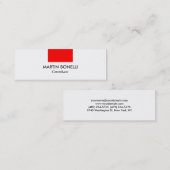 Skinny Stylish White Red Standard Business Card Mini Visitenkarte (Vorne/Hinten)