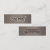 Skinny Trendy Chic Beige Monogram Business Card Mini Visitenkarte (Vorne/Hinten)