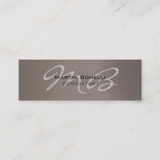 Skinny Trendy Chic Beige Monogram Business Card Mini Visitenkarte (Vorderseite)