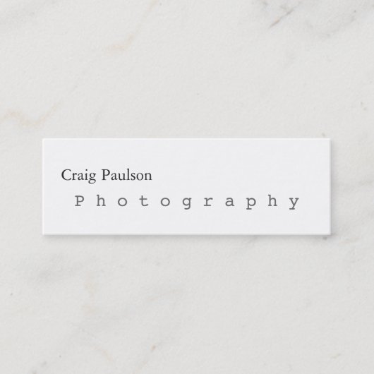 Skinny Trendy Fotografy White Business Card Mini Visitenkarte (Vorderseite)