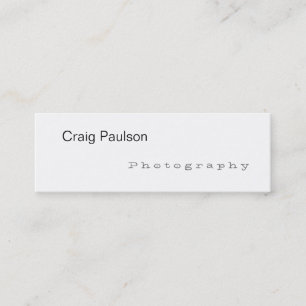Skinny Trendy White Fotografy Business Card Mini Visitenkarte