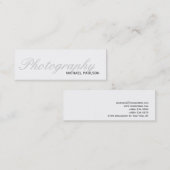 Skinny White Script Fotografy Business Card Mini Visitenkarte (Vorne/Hinten)