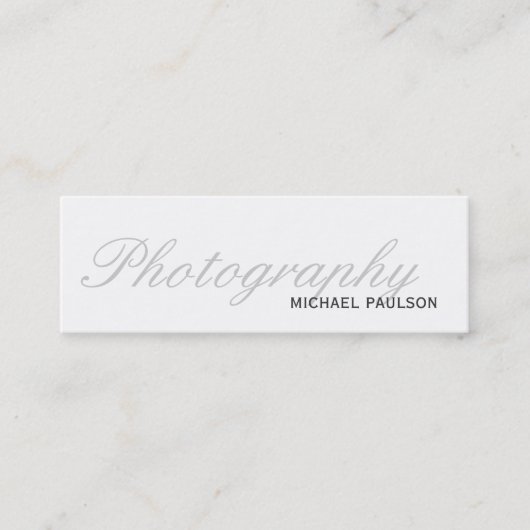 Skinny White Script Fotografy Business Card Mini Visitenkarte (Vorderseite)