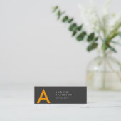 Skinny Yellow Grey Modern Monogram Business Card Mini Visitenkarte (Stehend Vorderseite)