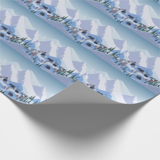 Skiort: Vintage Bergwelt Geschenkpapier (Ecke)