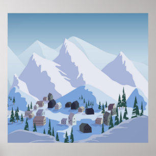 Skiort: Vintage Bergwelt Poster