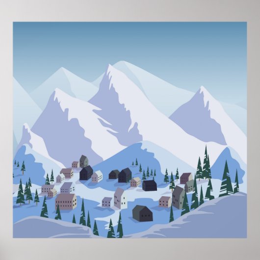 Skiort: Vintage Bergwelt Poster (Vorne)