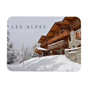 Skiortchalet in den Alpen, Frankreich Magnet
