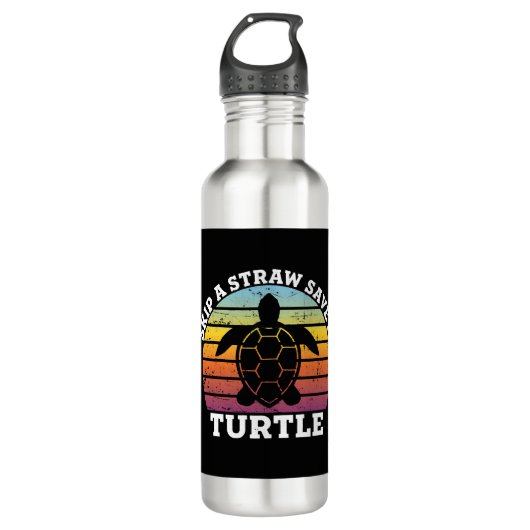 Skip A Straw Rette ein Turtle-Shirt Edelstahlflasche (Vorderseite)