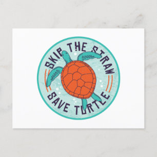 Skip Straw Rett Turtle Postkarte