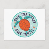 Skip Straw Rett Turtle Postkarte (Vorderseite)