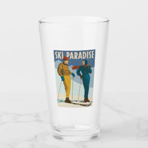 Skiparadies Vintag drucken Glas