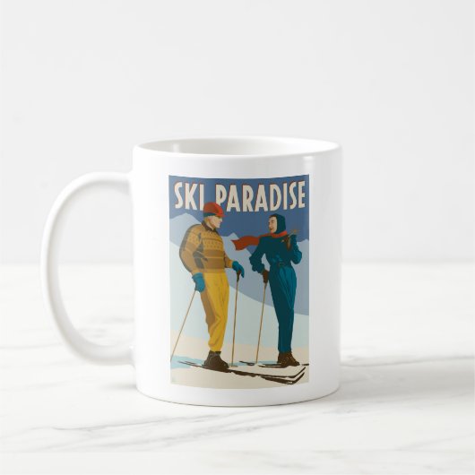 Skiparadies Vintag drucken Kaffeetasse (Links)