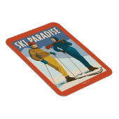 Skiparadies Vintag drucken Magnet (Rechte Seite)