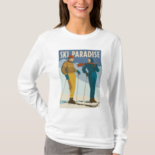 Skiparadies Vintag drucken T-Shirt