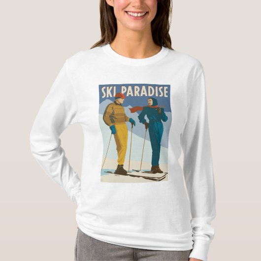 Skiparadies Vintag drucken T-Shirt (Vorderseite)