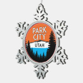 Skipark Stadt Utah Ski Schneeflocken Zinn-Ornament (Rechts)