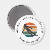 Skiparkstadt, Utah - Frauenski, Schwarzer Text Magnet (Vorderseite/Rückseite)