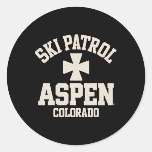 Skipatrouille Aspen Colorado Skifahren und Snowboa Runder Aufkleber