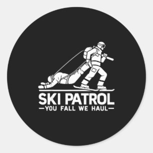 Skipatrouille du fällst wir ziehen lustiges Skifah Runder Aufkleber