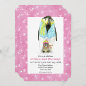 Skipinguin Girl Geburtstagsparty Snowflake Einladung (Vorne/Hinten)