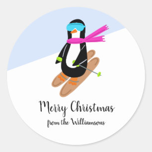 Skipinguin Winterurlaub Weihnachtsgeschenk Runder Aufkleber
