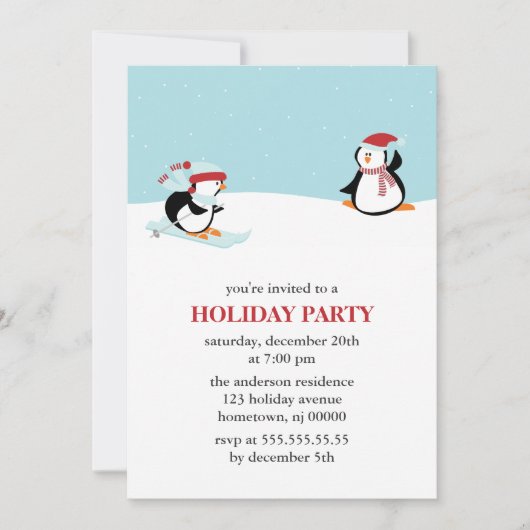 Skipinguine-Urlaubsparty Einladung (Vorderseite)