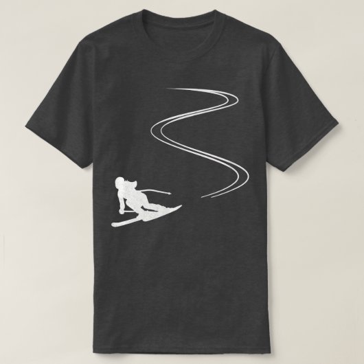 Skipiste im Schnee, Ski T-Shirt (Design vorne)