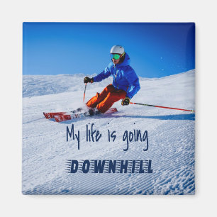 Skipiste Motivierend Schnee im Winter Magnet