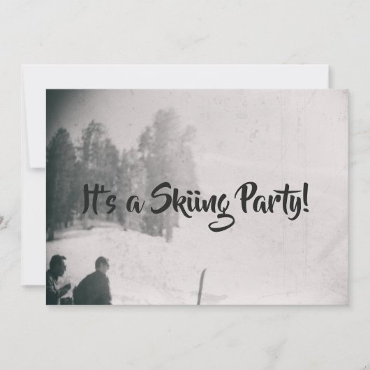 Skipiste Party Retro Schneeberg Einladung (Vorderseite)