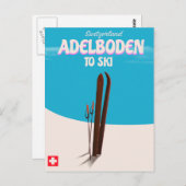 Skiposter Adelboden Schweiz Postkarte (Vorne/Hinten)