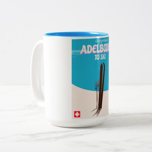Skiposter Adelboden Schweiz Zweifarbige Tasse (Vorderseite Links)