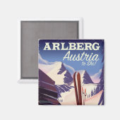 Skiposter Arlberg Austria Magnet (Vorderseite/Rückseite)