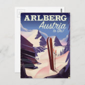 Skiposter Arlberg Austria Postkarte (Vorne/Hinten)