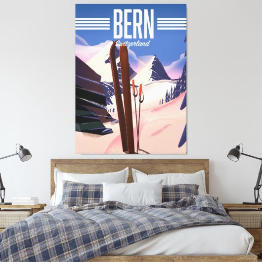 Skiposter der Schweiz Leinwanddruck (Insitu (Schlafzimmer))