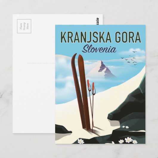 Skiposter Kranjska Gora Slovenije Postkarte (Vorne/Hinten)