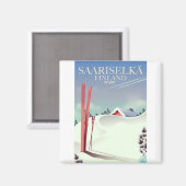 Skiposter Saariselkä Finnland Magnet (Vorderseite/Rückseite)