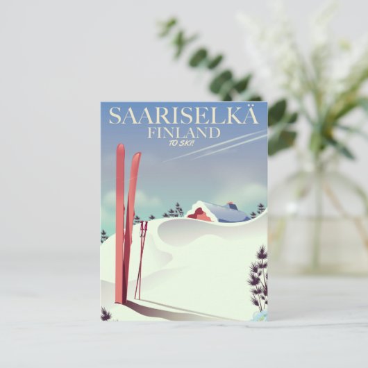 Skiposter Saariselkä Finnland Postkarte (Stehend Vorderseite)