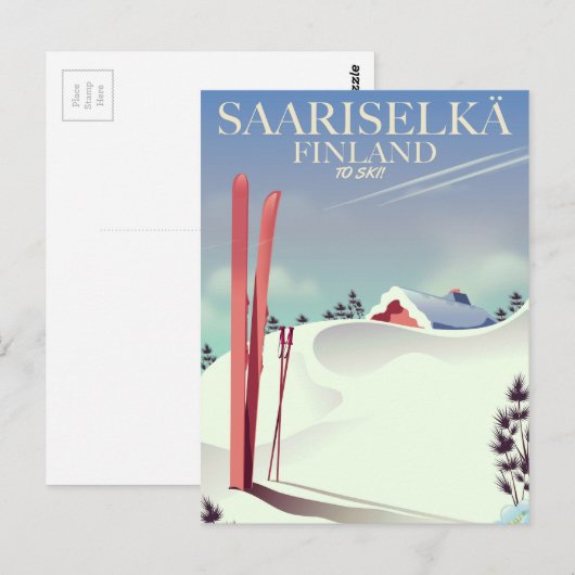 Skiposter Saariselkä Finnland Postkarte (Vorne/Hinten)