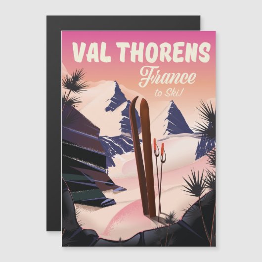 Skiposter Val Thorens, Frankreich Magnetkarte (Vorne/Hinten)