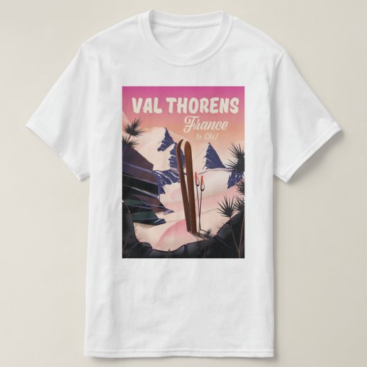 Skiposter Val Thorens, Frankreich T-Shirt (Design vorne)