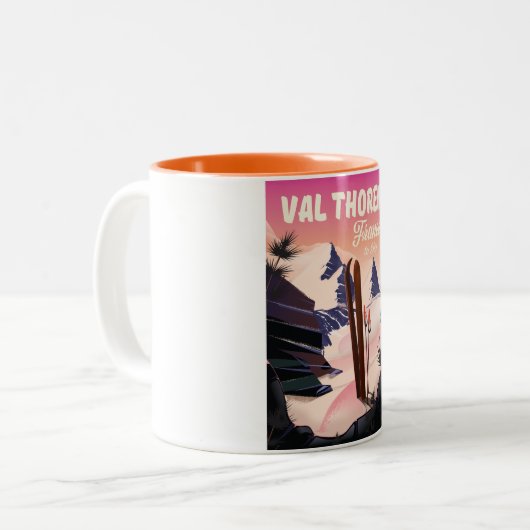 Skiposter Val Thorens, Frankreich Zweifarbige Tasse (Vorderseite Links)