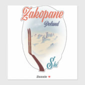 Skiposter Zakopane Polen Aufkleber (Blatt)