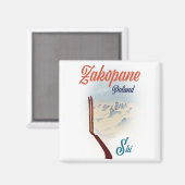 Skiposter Zakopane Polen Magnet (Vorderseite/Rückseite)