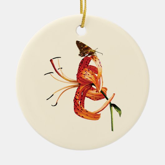 Skipper auf Orange Tiger Lily Keramikornament (Vorne)