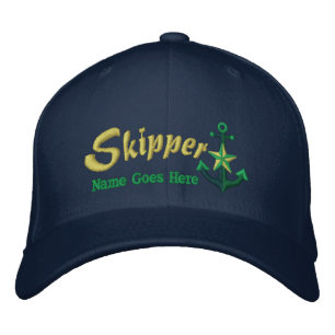Skipper Ihren großen Stern-Namensanker Bestickte Kappe